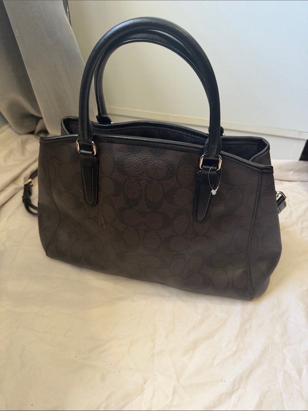 Coach Brown Signature Satchel with Black Trim - Picture 5 of 8